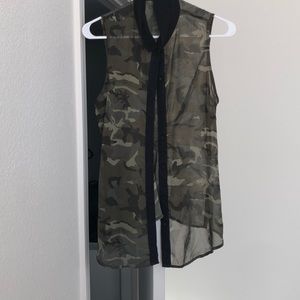Button up see through tank top